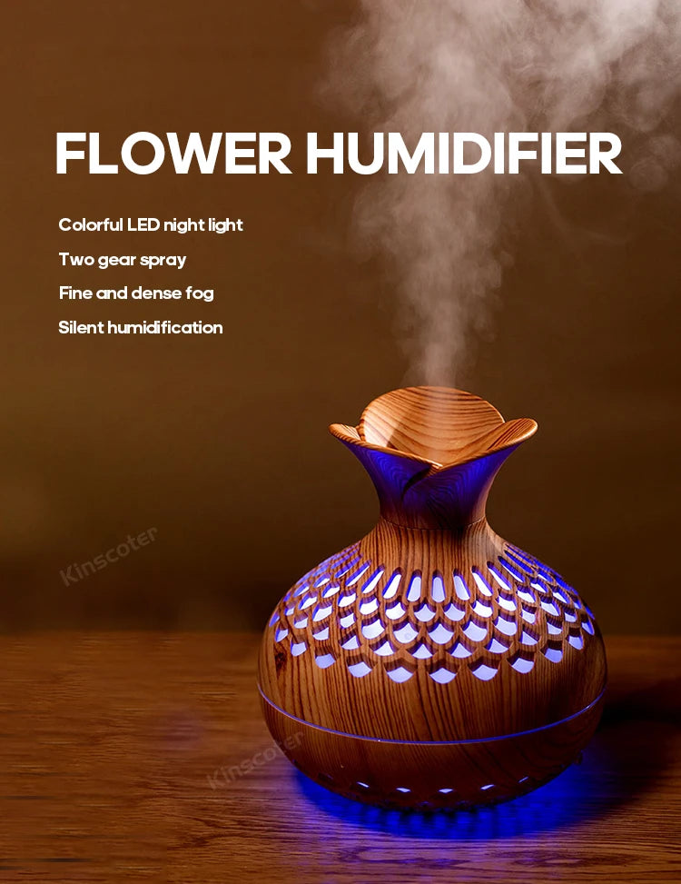 Elegant Wood Grain USB Aroma Diffuser & Humidifier - Loovy #