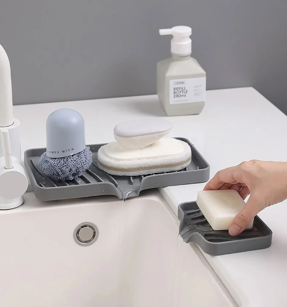 Silicone Soap Dish with Drainage - Self-Draining for Bathroom & Kitchen - Loovy #