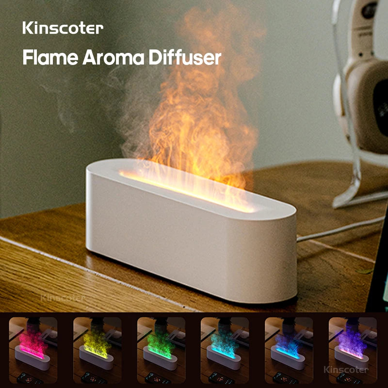 RGB Flame Aroma Diffuser – Ultrasonic Air Humidifier with LED Flame Effect - Loovy #