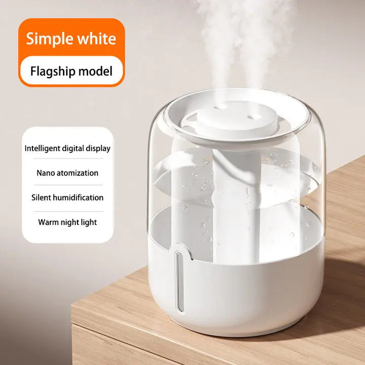 USB-Powered 6.8L Quiet Dual Spray Humidifier with Night Light - Loovy #