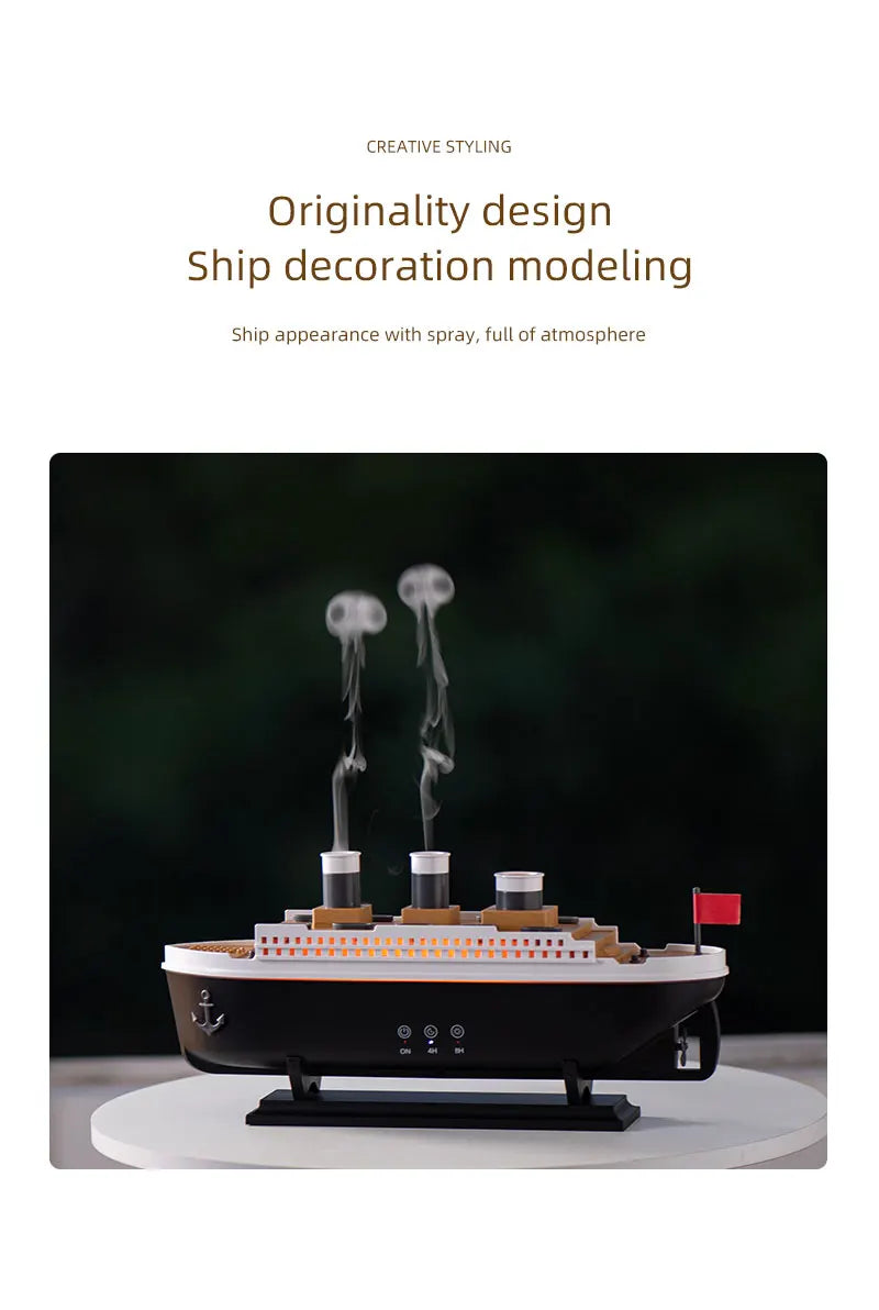 Retro Boat Ultrasonic Aromatherapy Humidifier with Remote Control - Loovy #