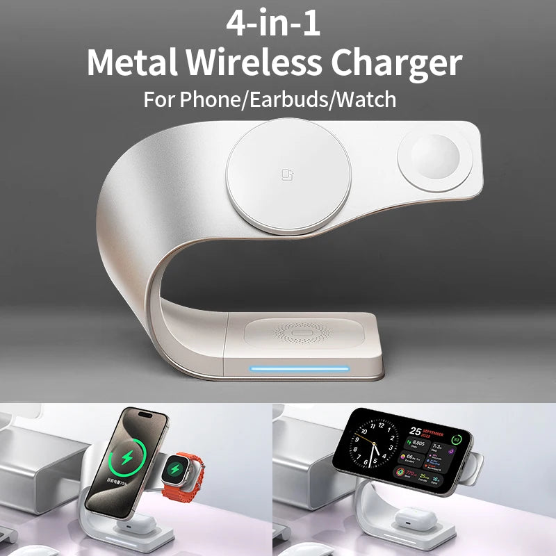 4-in-1 Magnetic Wireless Charging Station with Metal Shell - Loovy #