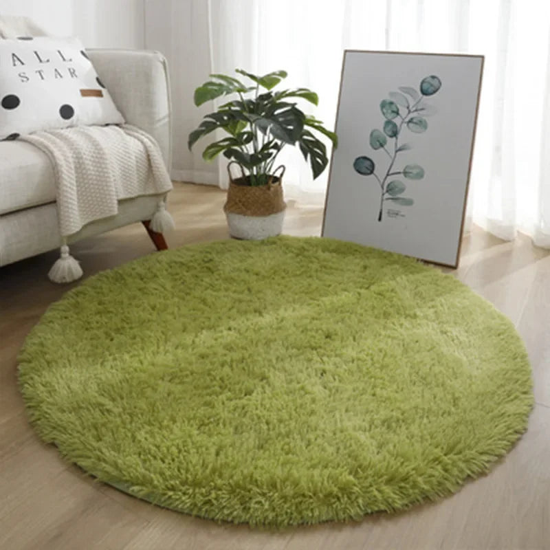 Scandinavian Tie-Dye Silk Wool Round Carpet for Living Room & Bedroom - Loovy #