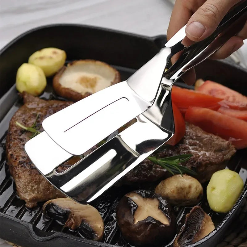 Multifunctional Stainless Steel Frying Shovel & Clip - BBQ, Grilling & Kitchen Tool - Loovy #