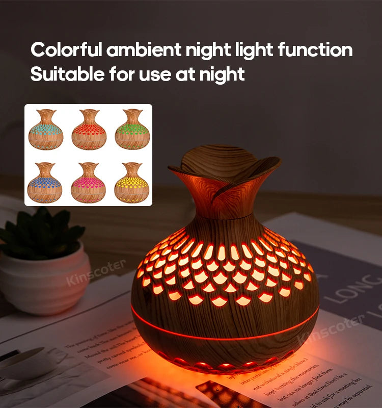 Elegant Wood Grain USB Aroma Diffuser & Humidifier - Loovy #