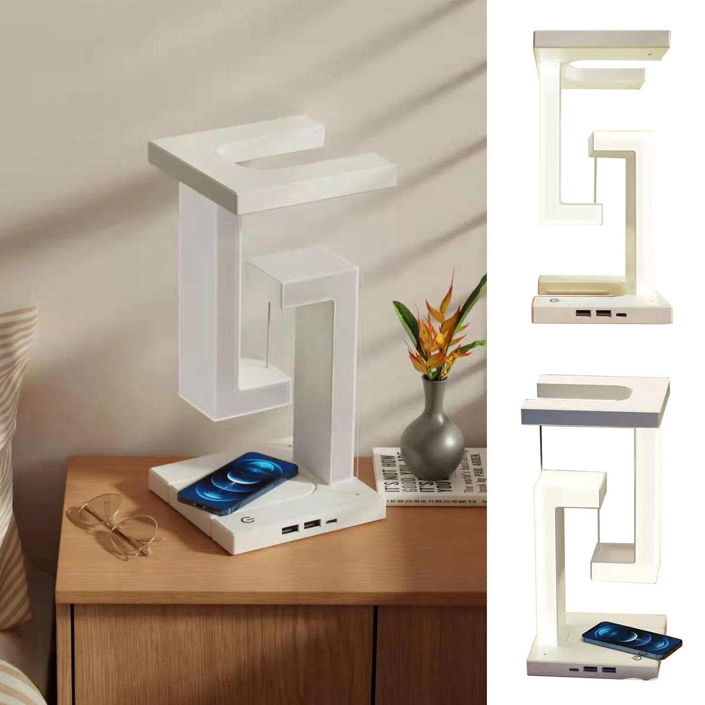 LED Suspended Anti-Gravity Night Light with 10W Wireless Charger - Loovy #