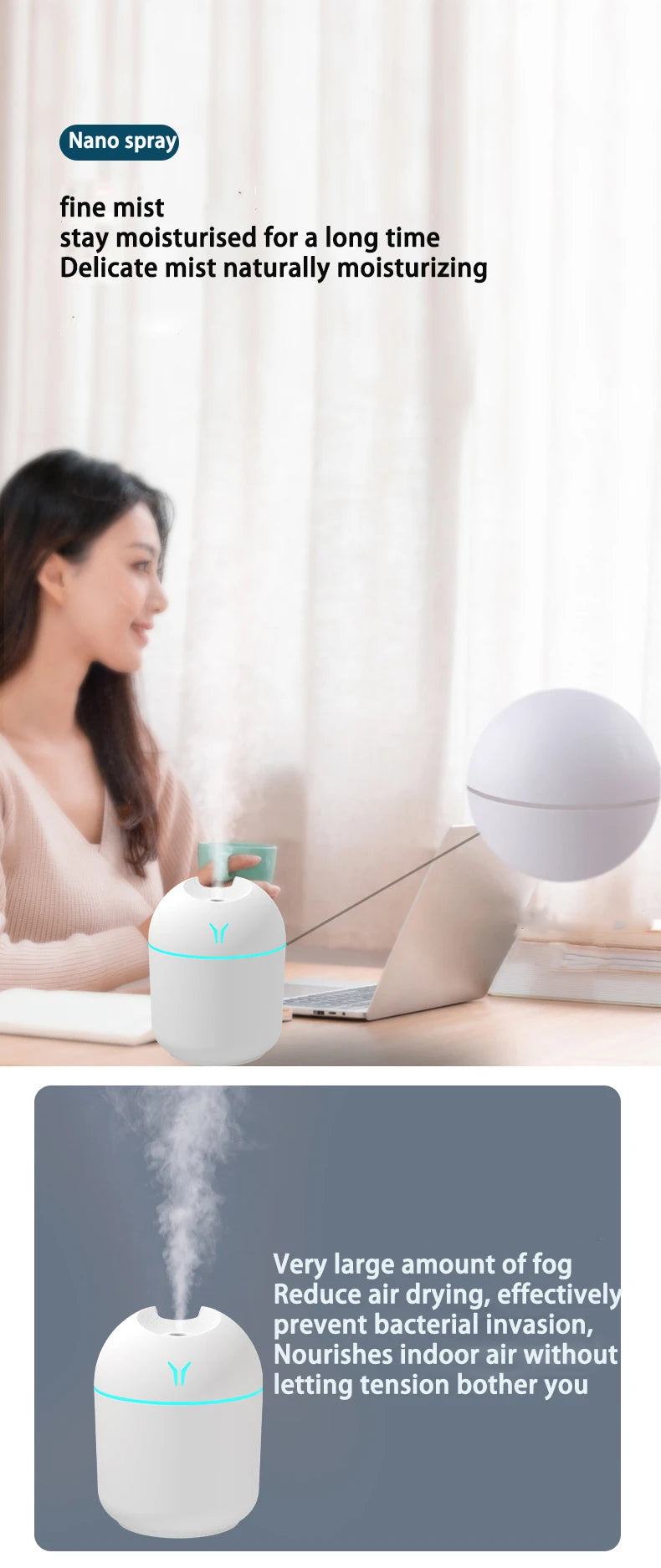 Portable USB Mini Humidifier with Aromatherapy Function – Compact, Quiet, and Efficient - Loovy #