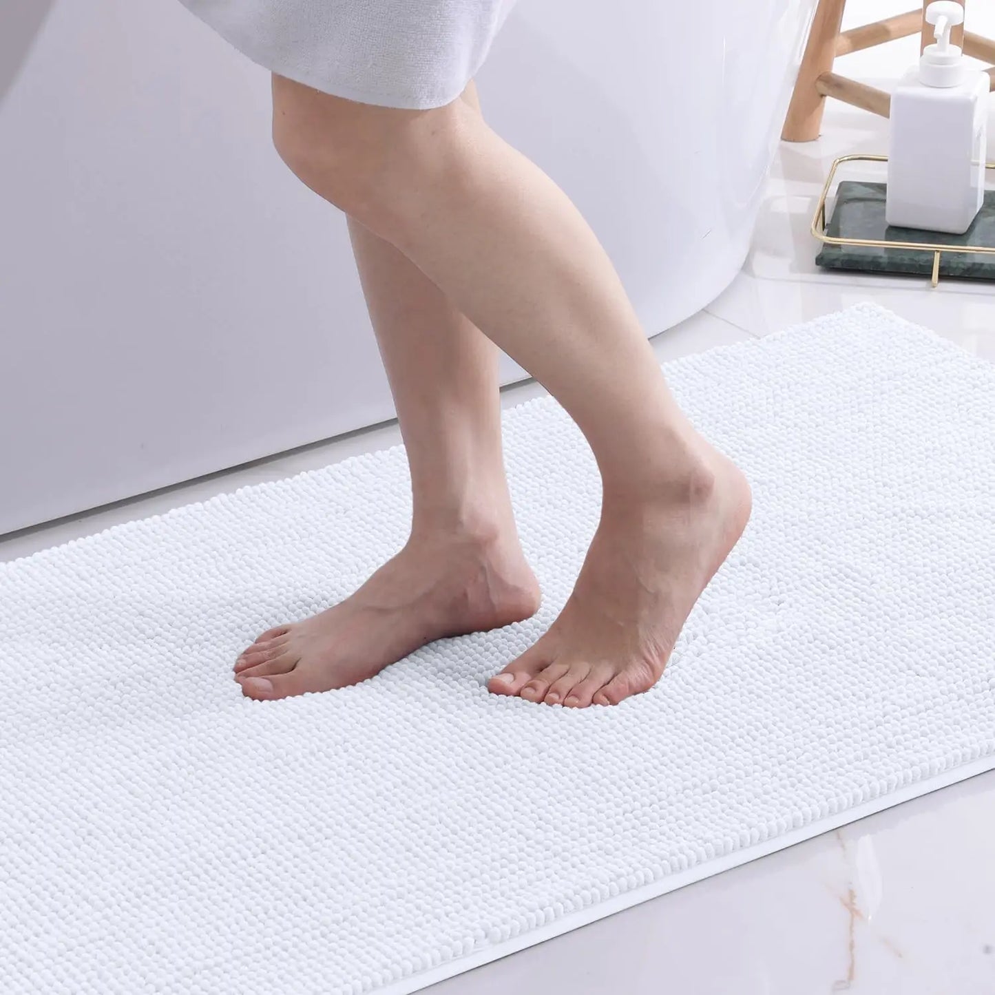 Chenille Bathroom Rug – Soft, Absorbent, and Non-Slip Bath Mat - Loovy