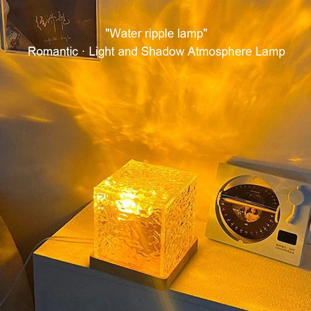 Dynamic Water Ripple Night Light – Elegant LED Crystal Cube with Remote Control - Loovy #