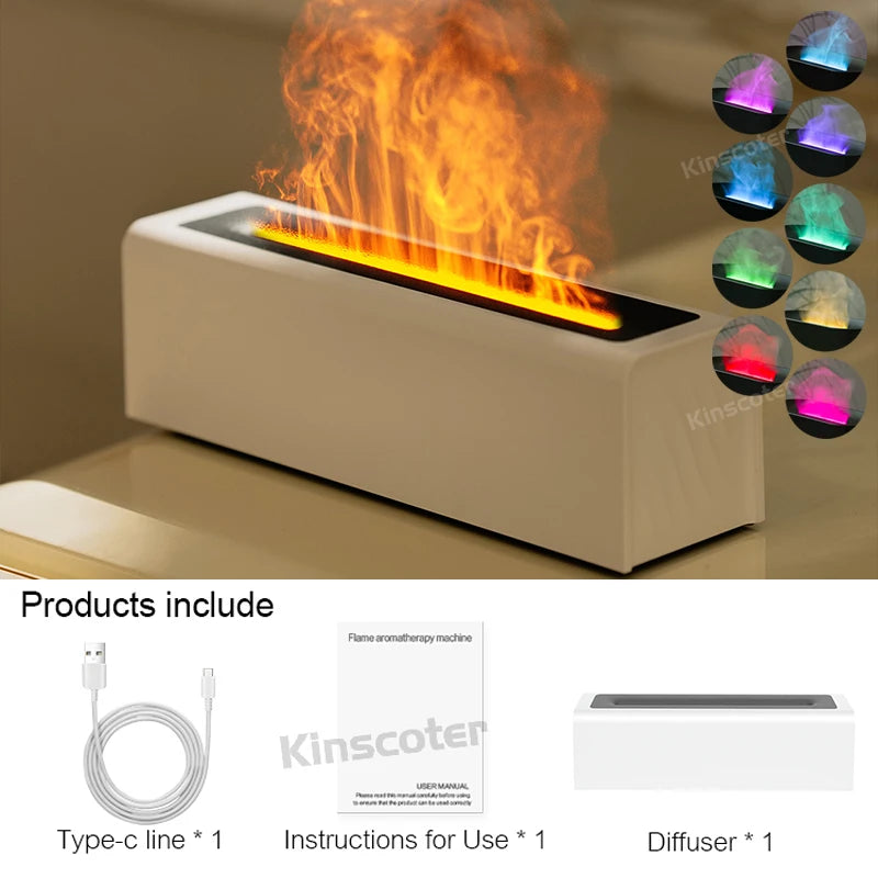 RGB Flame Aroma Diffuser – Ultrasonic Air Humidifier with LED Flame Effect - Loovy #