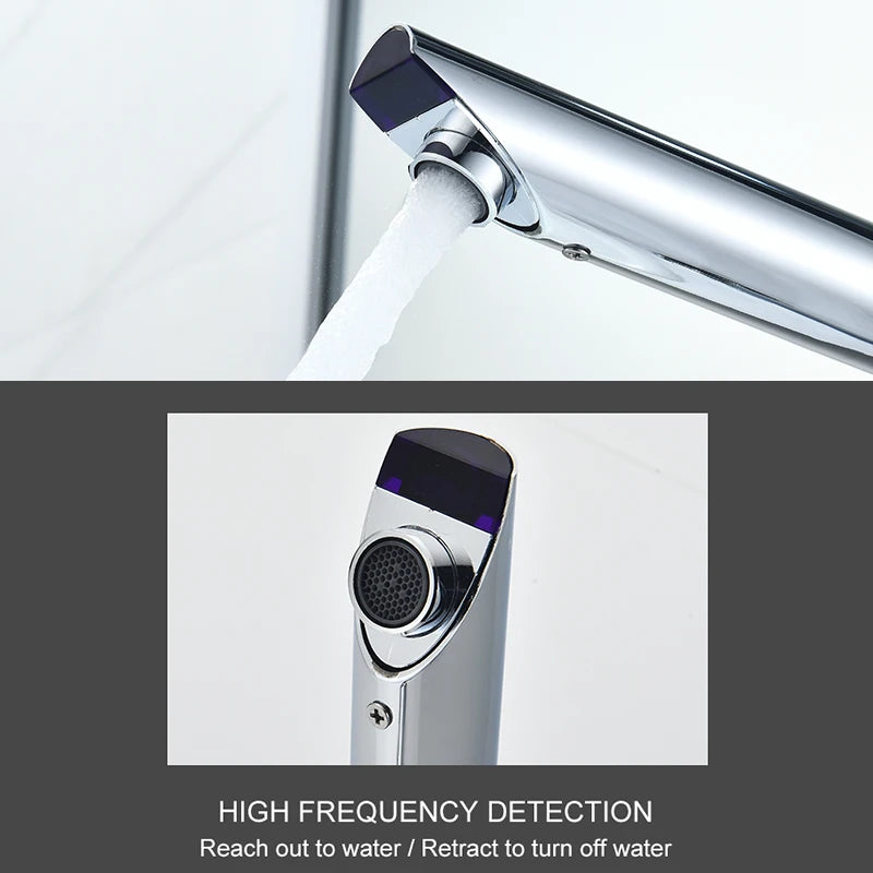 Sensor Basin Faucet – Chrome Deck-Mounted Automatic Water Mixer Tap - Loovy #