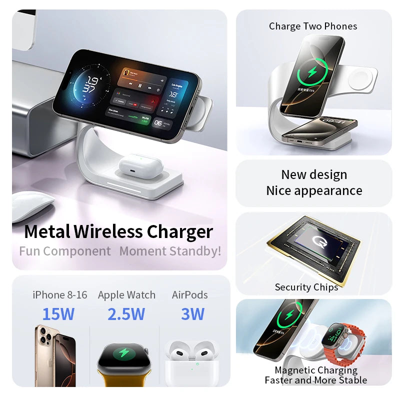 4-in-1 Magnetic Wireless Charging Station with Metal Shell - Loovy #