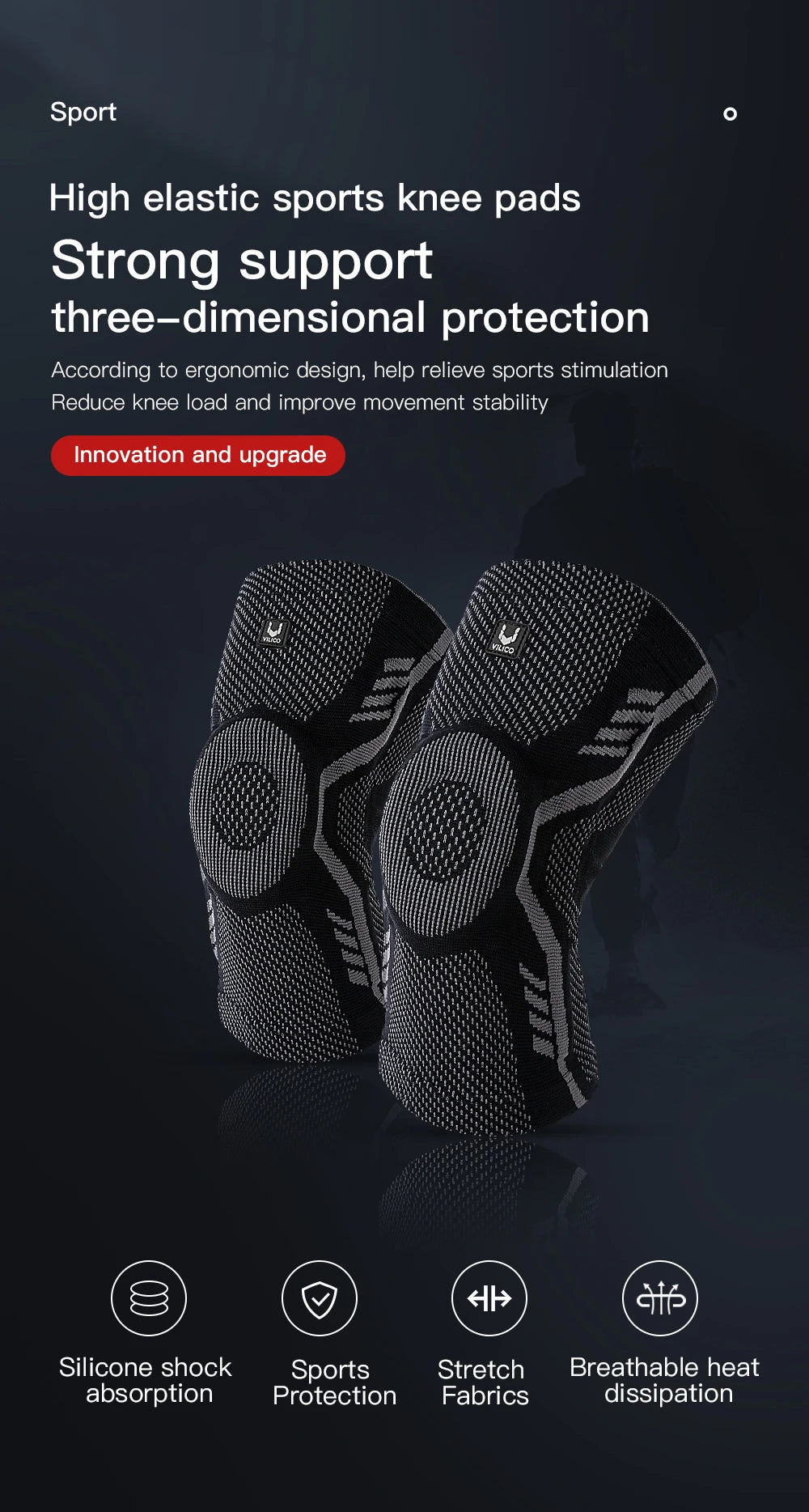 Professional Knee Support Brace for Seniors & Athletes - Compression Patella Sleeve with Shock-Absorbing Silicone | Arthritis & Sports Injury Relief