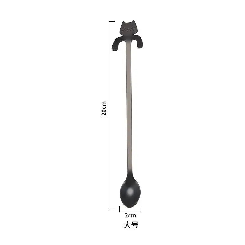 Cute Cat Coffee Spoon - Stainless Steel Dessert Spoon for Kids & Adults - Loovy #