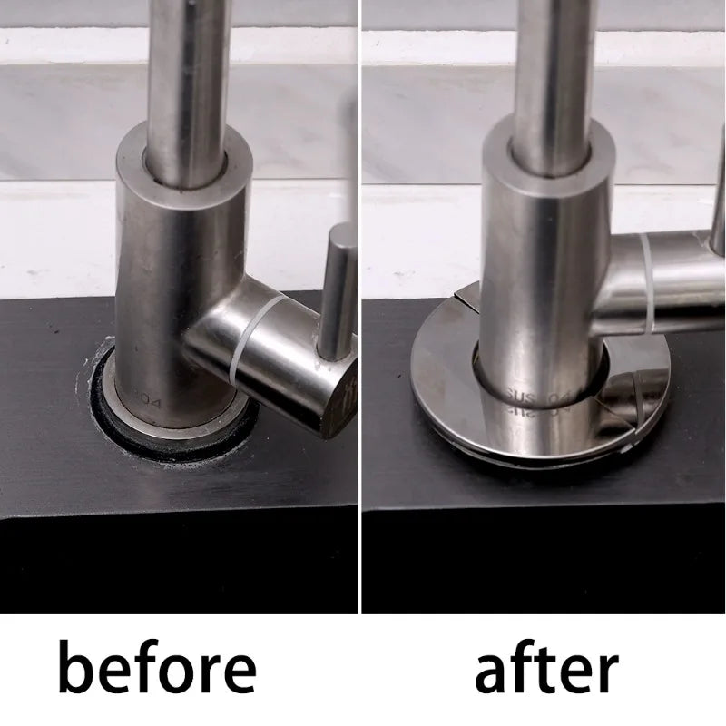 Decorative Stainless Steel Faucet Cover – Self-Adhesive Water Pipe Wall Hole Covers for Bathroom & Kitchen - Loovy #