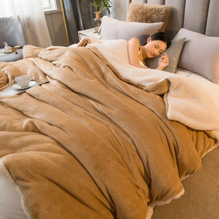 Cozy Wool Throw Blanket – Double-Sided Winter Bedspread for Warmth and Comfort - Loovy #