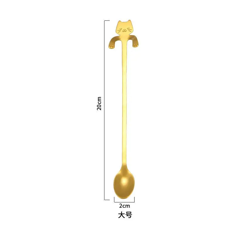Cute Cat Coffee Spoon - Stainless Steel Dessert Spoon for Kids & Adults - Loovy #