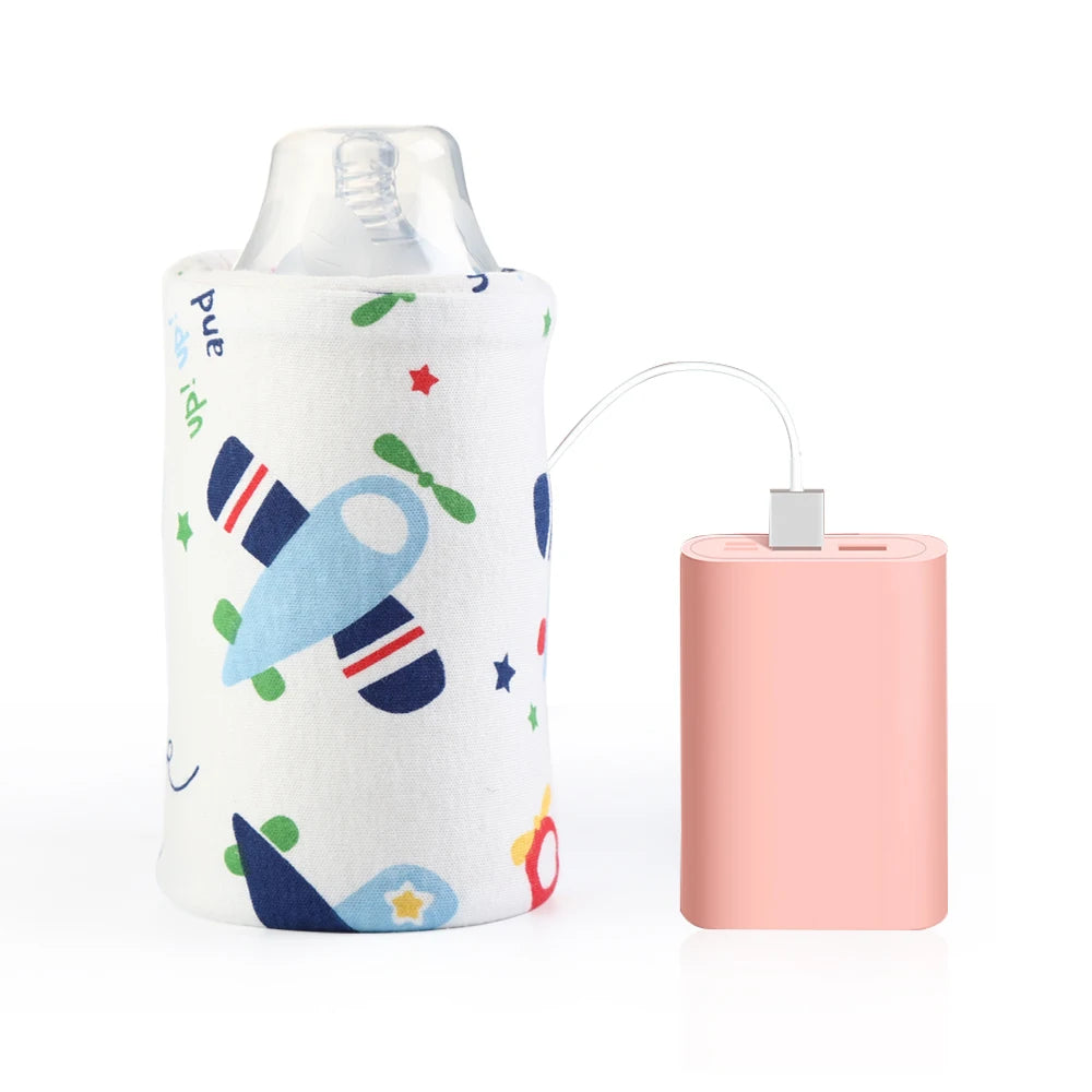 USB Milk & Water Warmer Bag – Portable Baby Bottle Heater for Travel, Stroller, and Nursing | Insulated Cartoon Design, 180ml Capacity - Loovy #