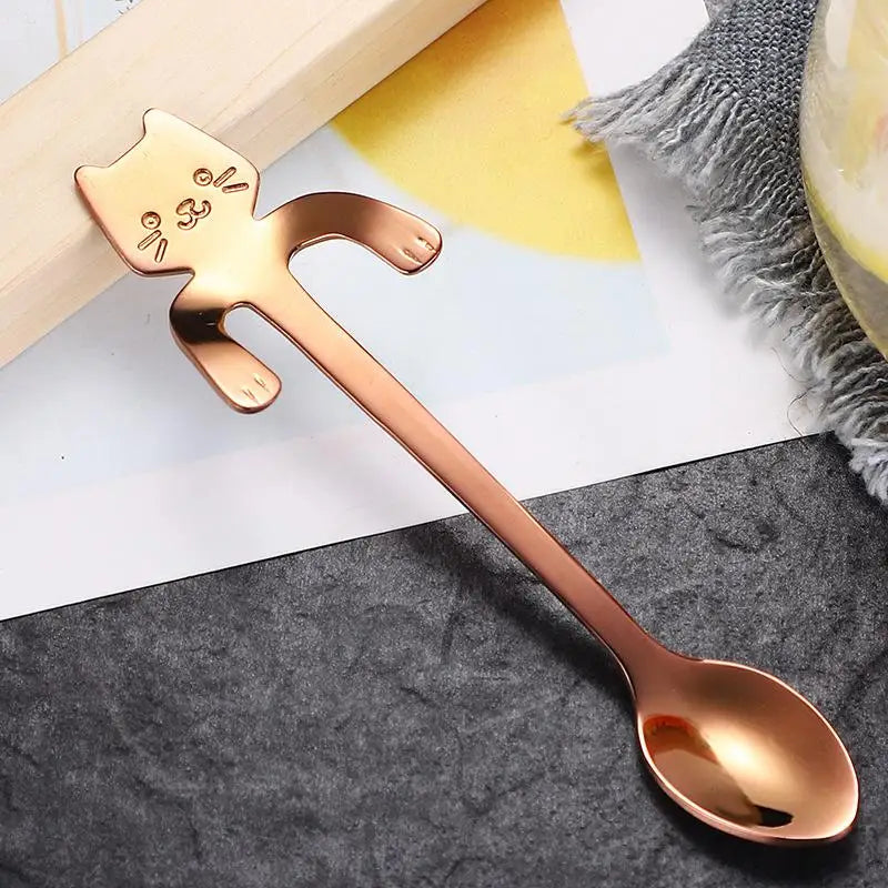 Cute Cat Coffee Spoon - Stainless Steel Dessert Spoon for Kids & Adults - Loovy #