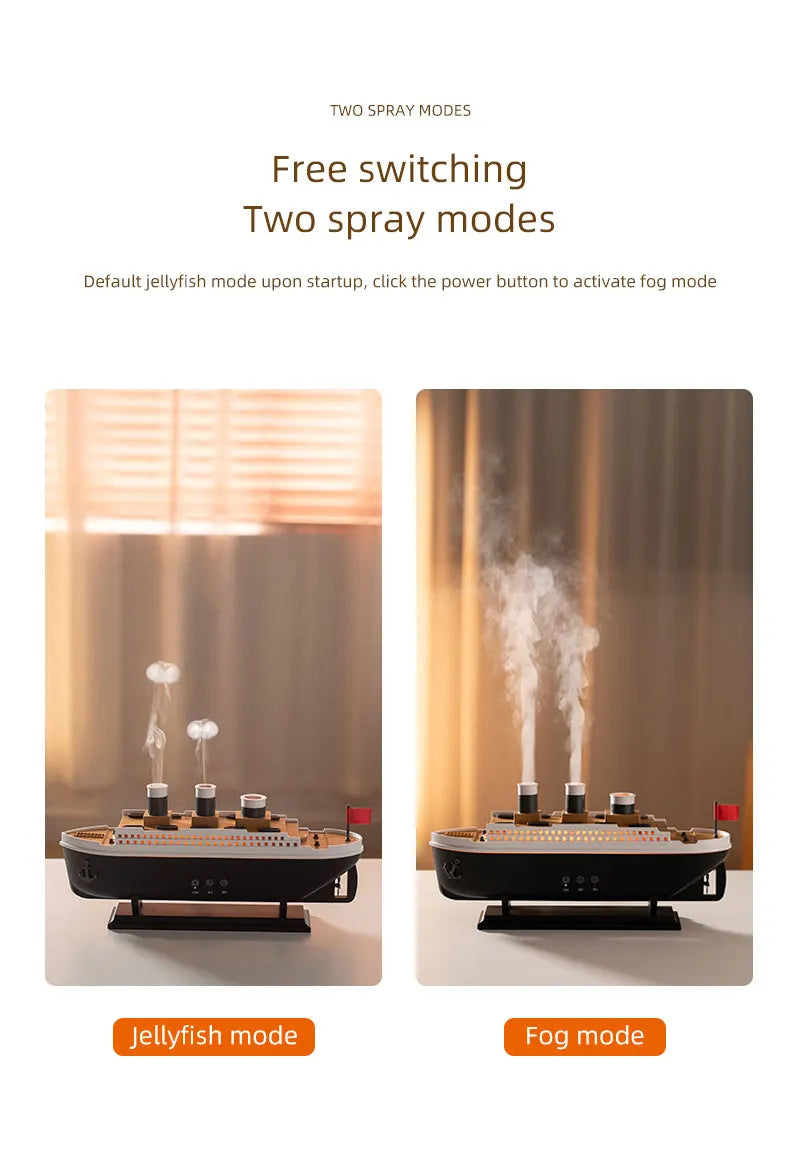 Retro Boat Ultrasonic Aromatherapy Humidifier with Remote Control - Loovy #