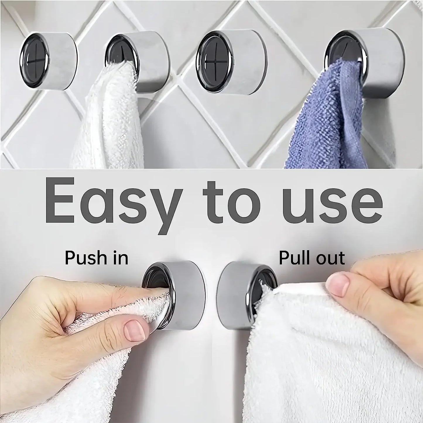 Self-Adhesive Towel Hooks - Wall Mounted for Bathroom & Kitchen - Loovy #