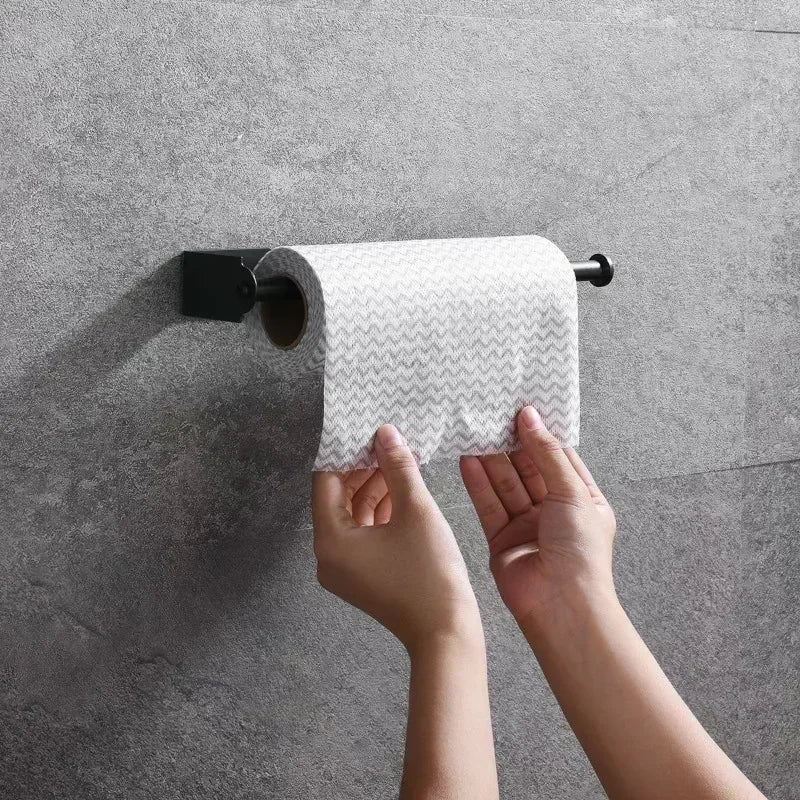 Stainless Steel Paper Towel Holder – Self-Adhesive Kitchen & Bathroom Storage Rack - Loovy #