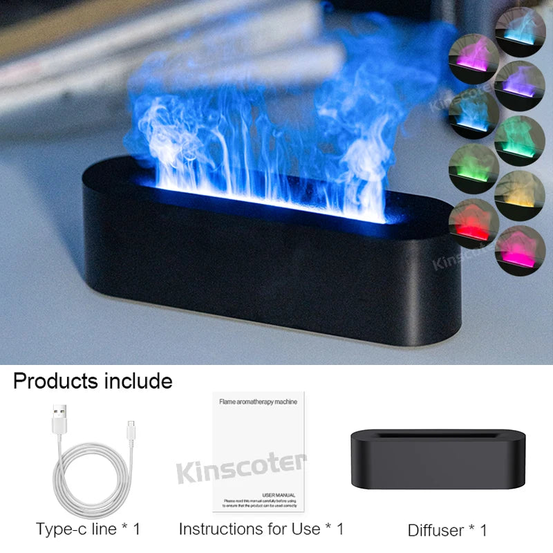 RGB Flame Aroma Diffuser – Ultrasonic Air Humidifier with LED Flame Effect - Loovy #