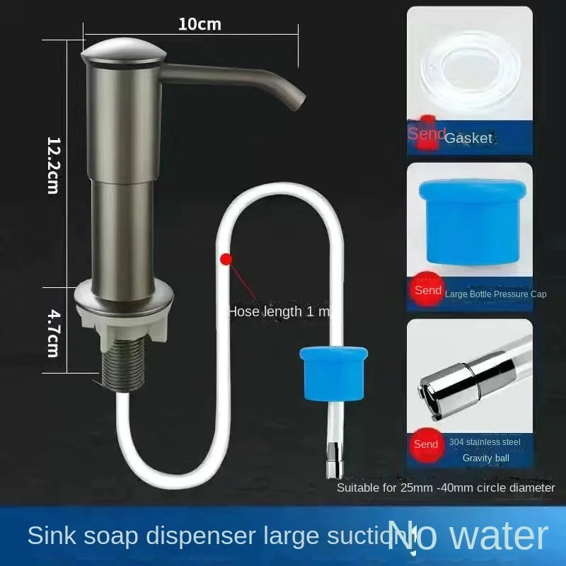Kitchen Sink Soap Dispenser with Extension Tube - Chrome Finish - Loovy #