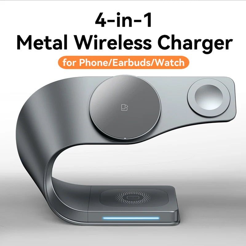 4-in-1 Magnetic Wireless Charging Station with Metal Shell - Loovy #