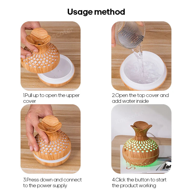 Elegant Wood Grain USB Aroma Diffuser & Humidifier - Loovy #