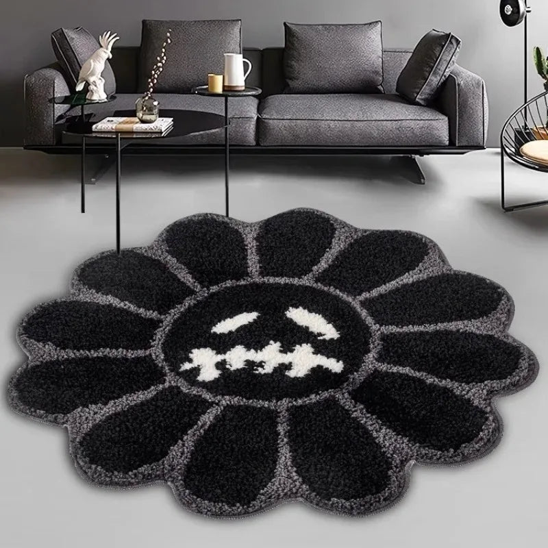 Aesthetic Sunflower & Cactus Tufted Rug – Decorative Anti-Slip Mat - Loovy #
