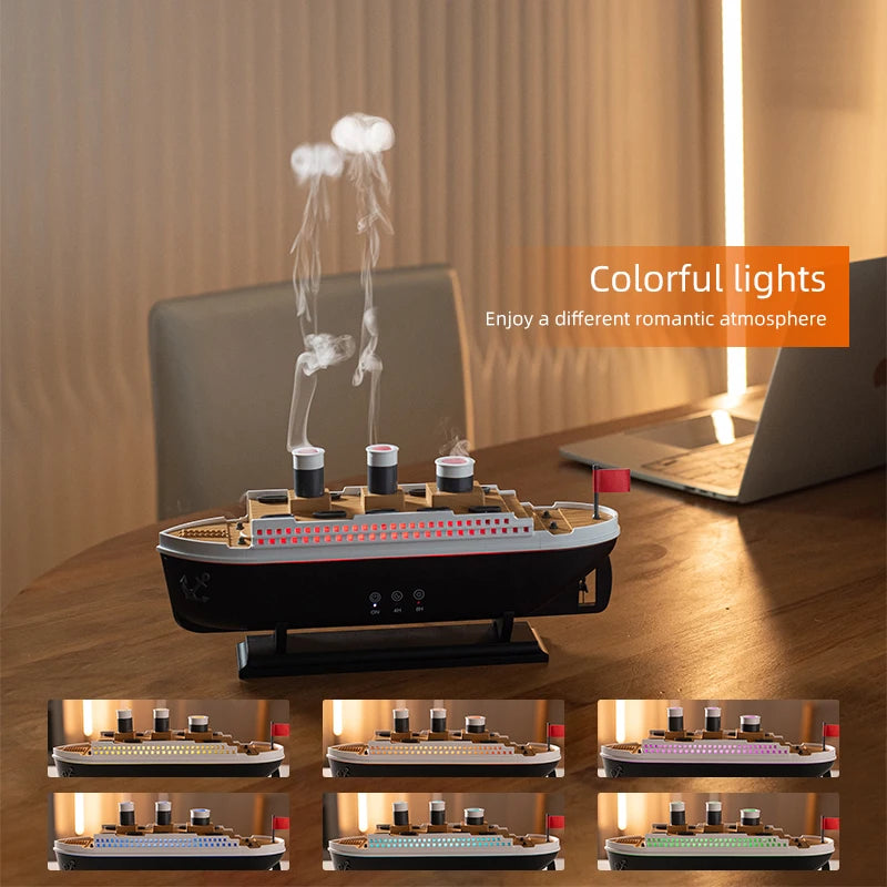 Retro Boat Ultrasonic Aromatherapy Humidifier with Remote Control - Loovy #