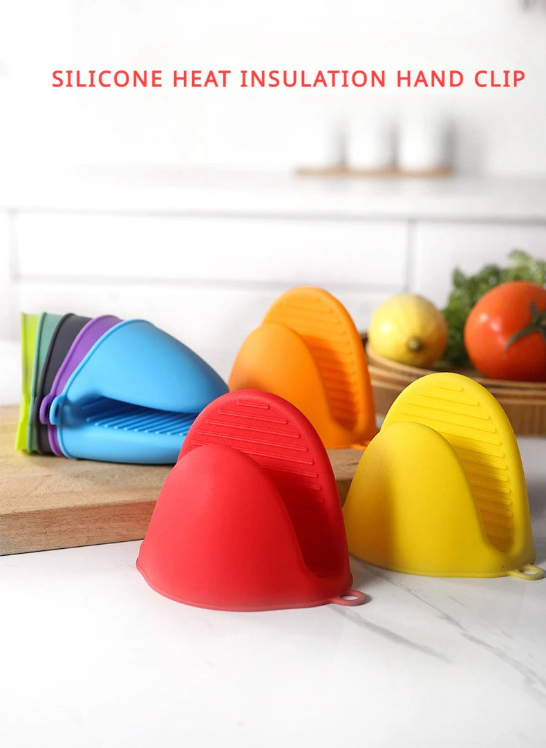 1PC Heat Resistant Silicone Oven Mitts with Clips - Non-Slip & Anti-Scalding for Safe Cooking - Loovy #
