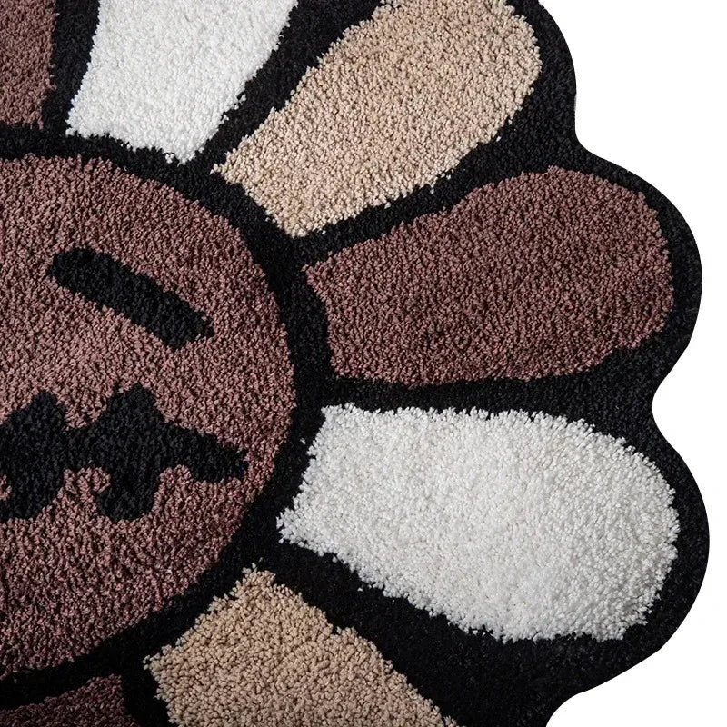 Aesthetic Sunflower & Cactus Tufted Rug – Decorative Anti-Slip Mat - Loovy #