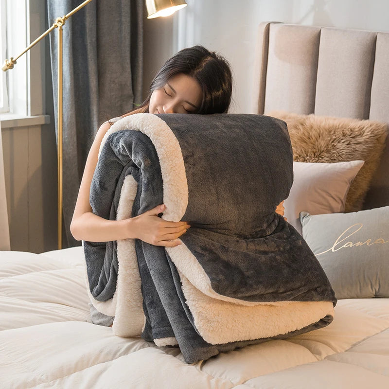 Cozy Wool Throw Blanket – Double-Sided Winter Bedspread for Warmth and Comfort - Loovy #