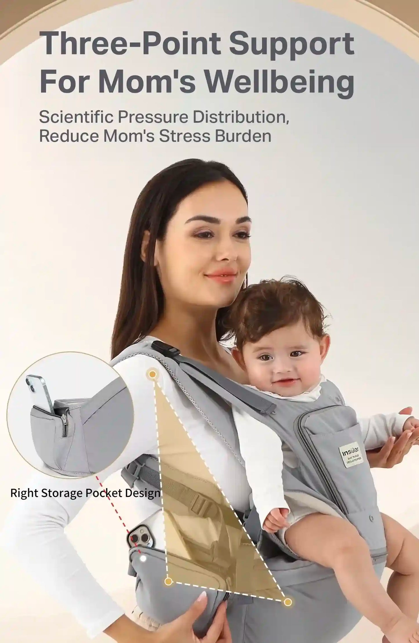 3-in-1 Baby Carrier – Multi-Functional Hip Seat with Front Hold, Breathable Waist Stool for Infants 0-2 Years, Portable and Ergonomic Design - Loovy # 