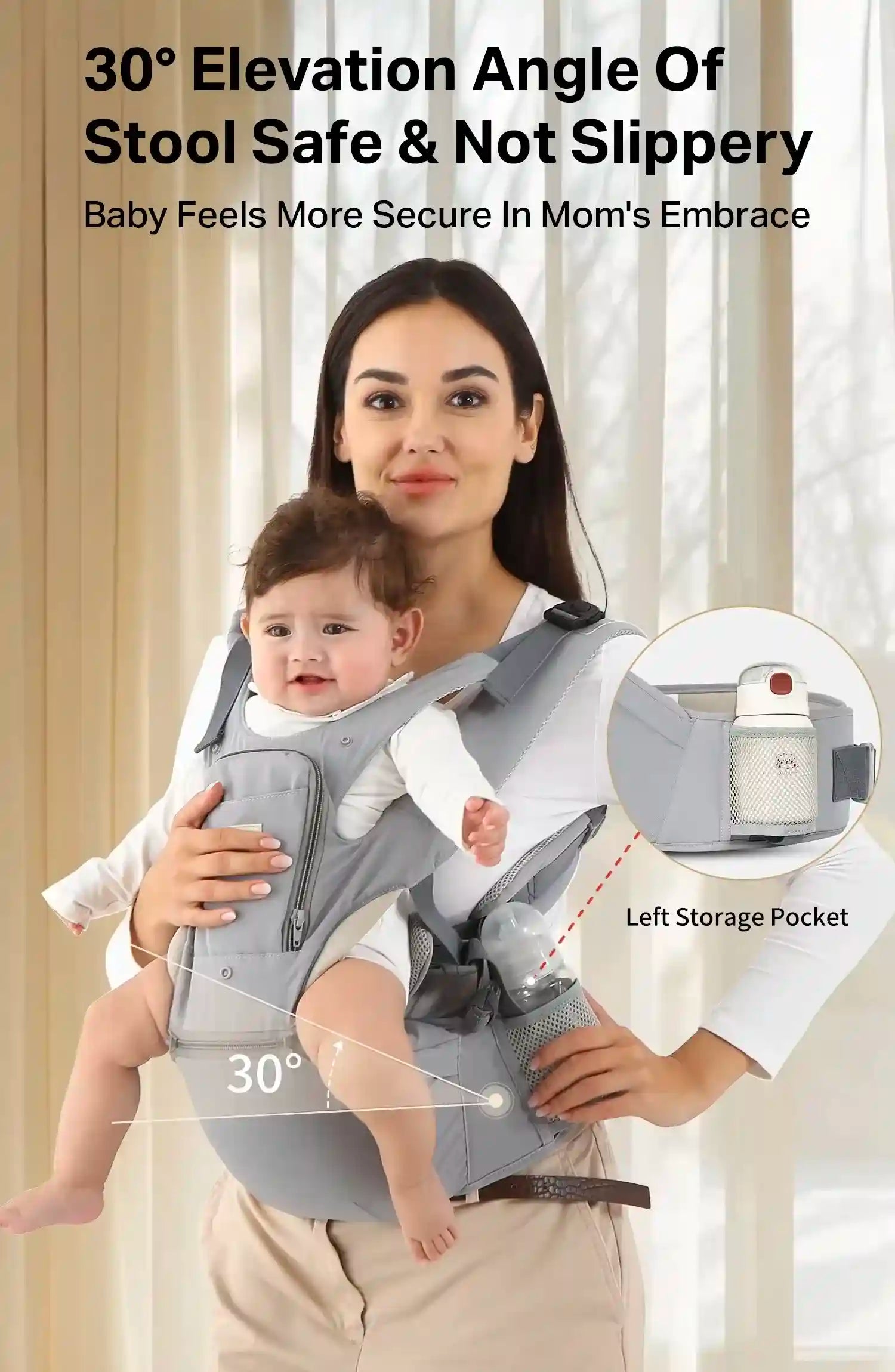 3-in-1 Baby Carrier – Multi-Functional Hip Seat with Front Hold, Breathable Waist Stool for Infants 0-2 Years, Portable and Ergonomic Design - Loovy # 