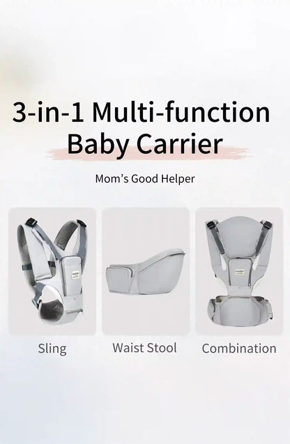 3-in-1 Baby Carrier – Multi-Functional Hip Seat with Front Hold, Breathable Waist Stool for Infants 0-2 Years, Portable and Ergonomic Design - Loovy # 