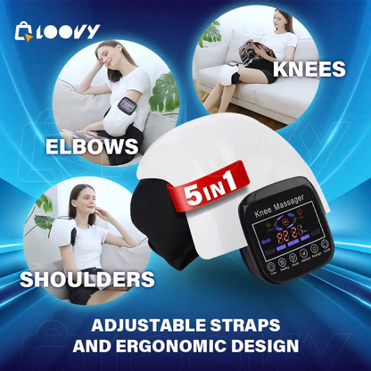 Electric 5-in-1 Therapy Knee Pad: Infrared Heating + Air Pressotherapy + Vibration Massage for Knees/Elbows/Shoulders | 3 Heat Levels + Smart LCD | USB-C Rechargeable