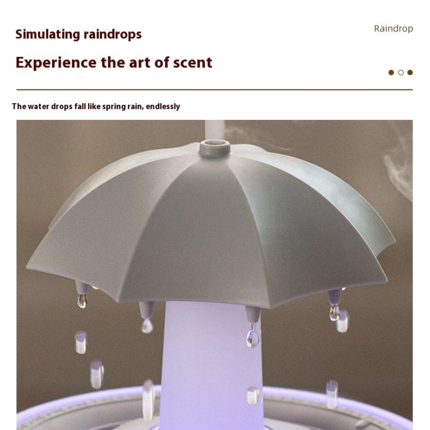Raindrop Ultrasonic Aromatherapy Humidifier | Rotating Water Drop Aroma Diffuser with Remote Control - Loovy # 
