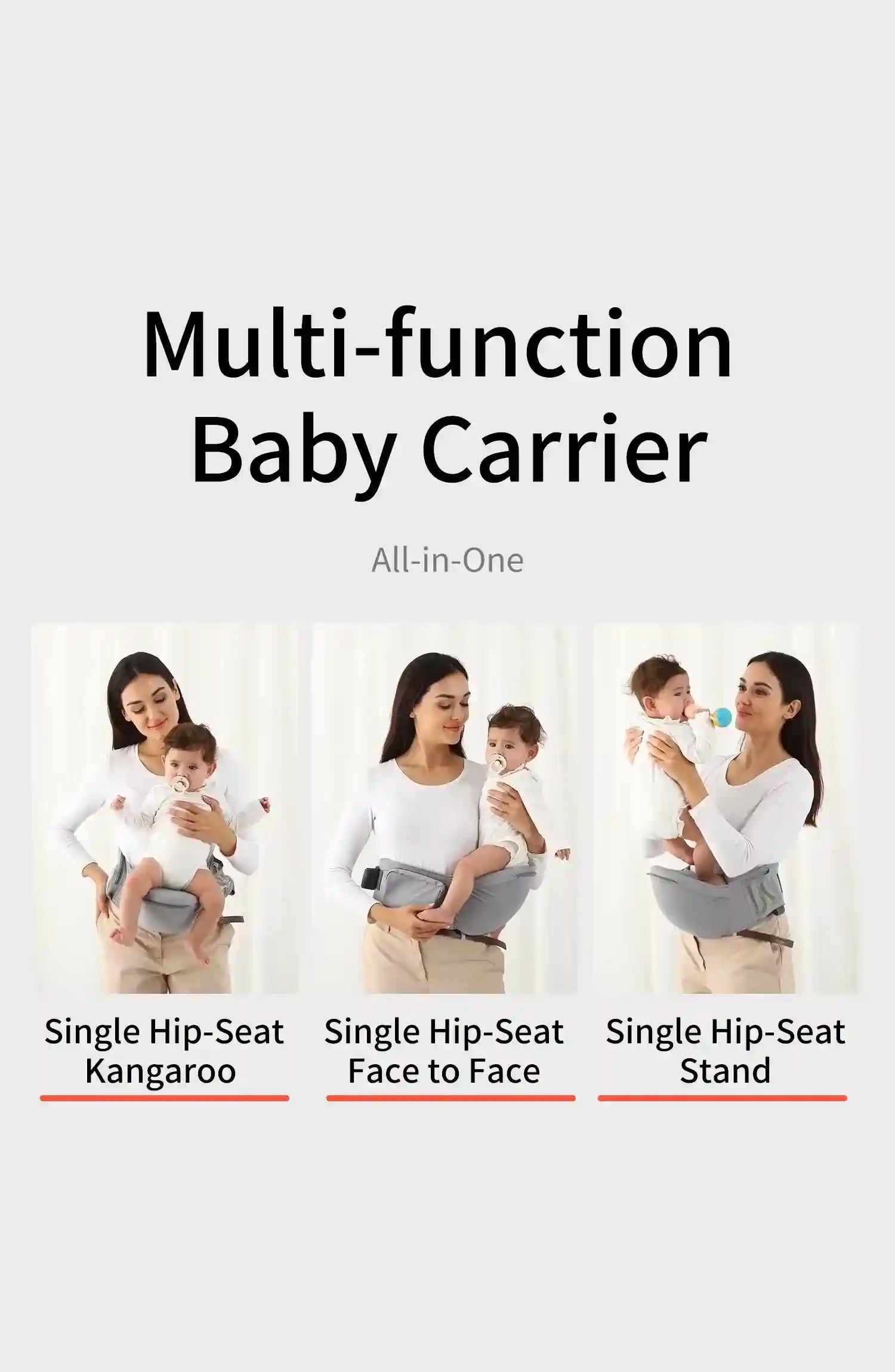 3-in-1 Baby Carrier – Multi-Functional Hip Seat with Front Hold, Breathable Waist Stool for Infants 0-2 Years, Portable and Ergonomic Design - Loovy # 