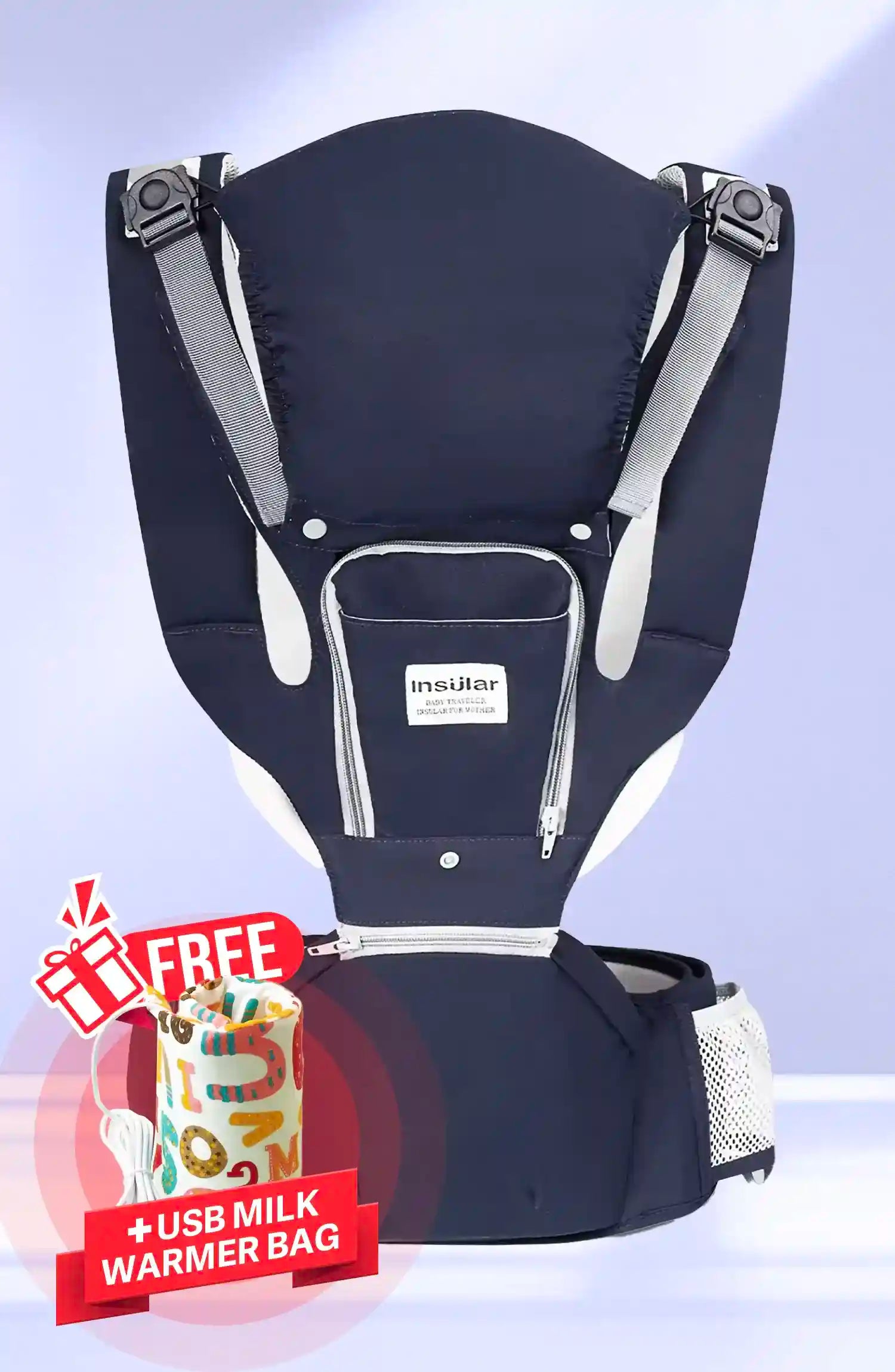 3-in-1 Baby Carrier – Multi-Functional Hip Seat with Front Hold, Breathable Waist Stool for Infants 0-2 Years, Portable and Ergonomic Design - Loovy # 