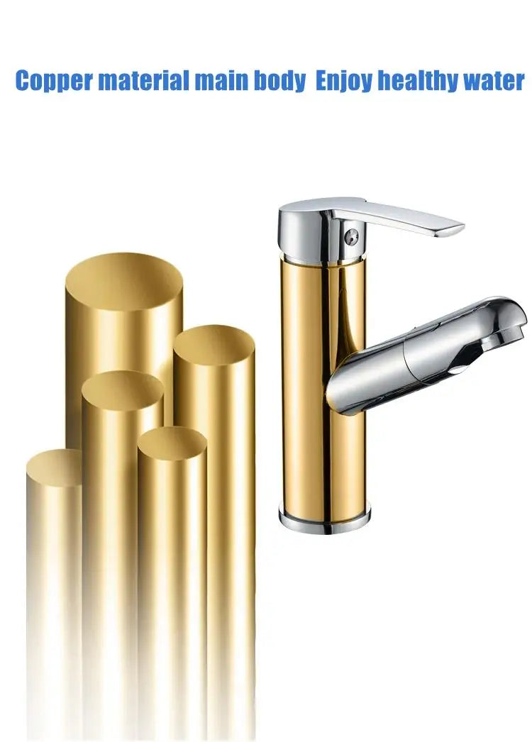 Single Handle Pull-Out Bathroom Basin Faucet – Modern Design for Hot and Cold Water - Loovy # 