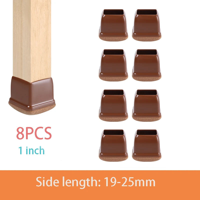 Chair Leg Caps - Thick Silicone & Felt Floor Protectors - Loovy # 
