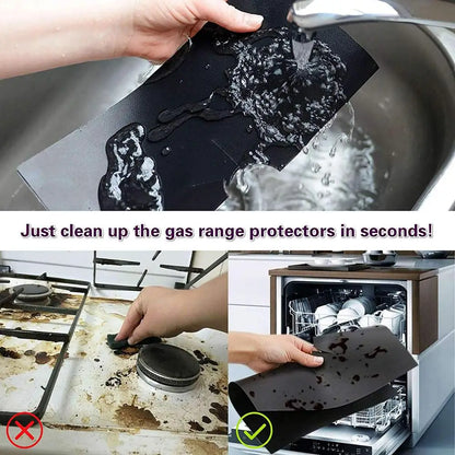 4 Pack Gas Stove Protectors - Non-Stick & Heat-Resistant - Loovy # 