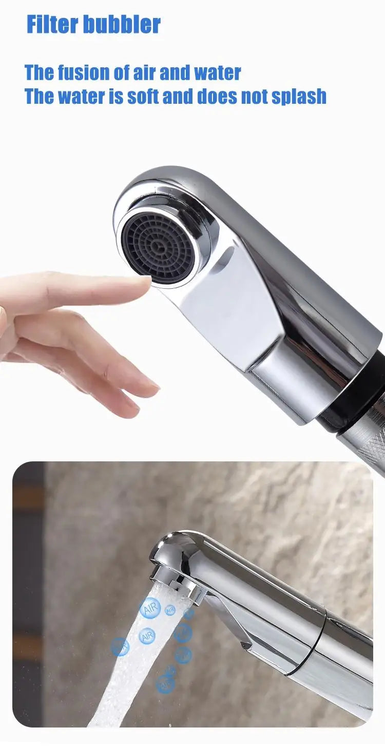 Single Handle Pull-Out Bathroom Basin Faucet – Modern Design for Hot and Cold Water - Loovy # 