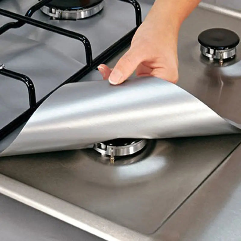 4 Pack Gas Stove Protectors - Non-Stick & Heat-Resistant - Loovy # 