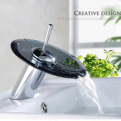 Stylish Glass Waterfall Bathroom Faucet - Deck Mounted - Loovy # 