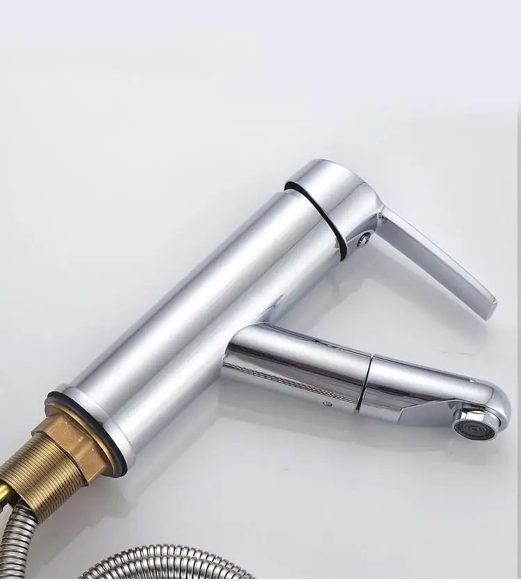 Single Handle Pull-Out Bathroom Basin Faucet – Modern Design for Hot and Cold Water - Loovy # 
