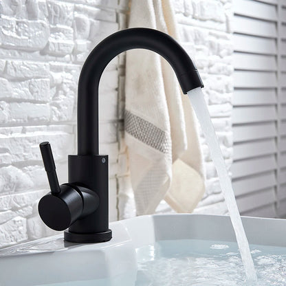 Stainless Steel Matte Black Bathroom Basin Faucet - Contemporary Design - Loovy # 